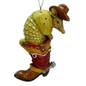 Midwest CBK Armadillo In Cowboy Boot Christmas 4" Ornament Country Decor Resin